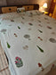 Vintage Mughal Jaal Floral Motif Handblock Premium Cotton Double Bedsheet Queen | Smaller King