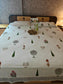 Vintage Mughal Jaal Floral Motif Handblock Premium Cotton Double Bedsheet Queen | Smaller King
