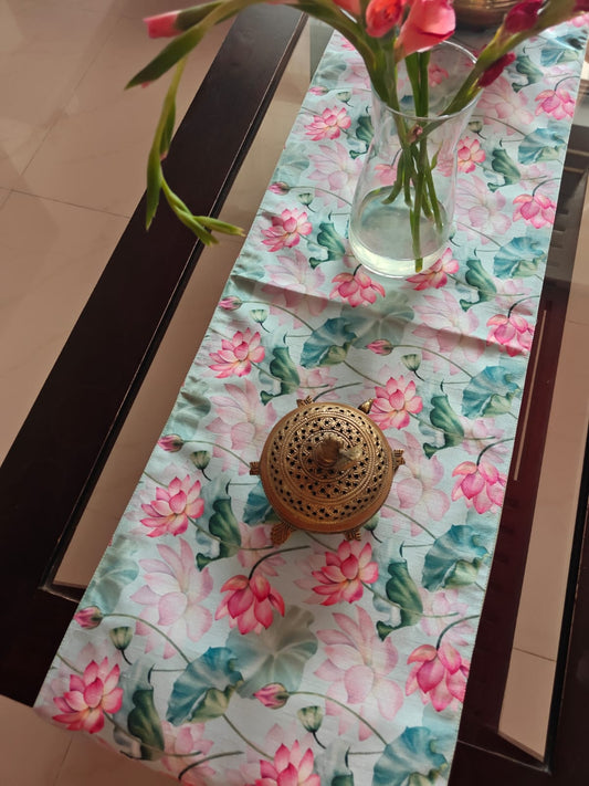 Buddha Art Inspired Silk Dining Table Runner 6 seater Side Table Runners Gift L-72 in, W-12in)