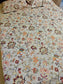 Traditional Anokhi Print Beige Ornage Floral Pure Cotton Double bed King Bedsheet
