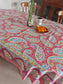 Paisley Red Multicolour Hand Block Cotton Table Cover - 60 x 90 inches 6 seater | smaller 8 seater  Table Cloth