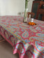 Paisley Red Multicolour Hand Block Cotton Table Cover - 60 x 90 inches 6 seater | smaller 8 seater  Table Cloth