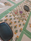 Rajwadi  Elegance Teal Yellow Table Runner Table Mats & Napkins - Set of 7 pieces