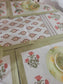 Sajja Handblock Table Linen Set Green floral Set of 7- Table Runner, 6 Table Mats