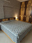Handblock Blue Peach White Floral Pure Cotton  King Double Bedsheet