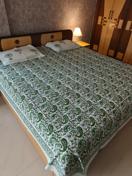 Premium Quality Hand Block Paisley King Cotton Bedsheets Online 108 inches x 108 inches