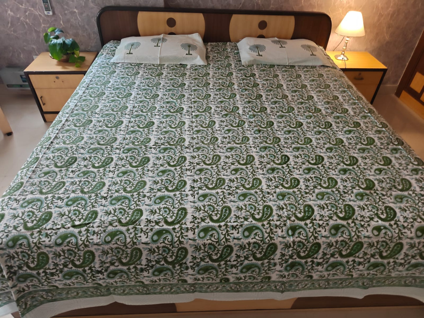 Premium Quality Hand Block Paisley King Cotton Bedsheets Online 108 inches x 108 inches