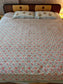 Designer Mughal Bagh Phool Butta Pink Blue Cotton Hand block King Bedsheet 9 x 9 feet