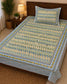 Hand block Print Pure Cotton Blue Ikat Single Bedsheet (60 x 90in)