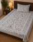 Sajja Tree Of Wishes Handblock Pure Cotton Blue Ash Single Bedsheet (60 x 90in)