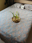 Chic Earthy Grey with Beige Brown Floral Work Double Bedsheet Queen