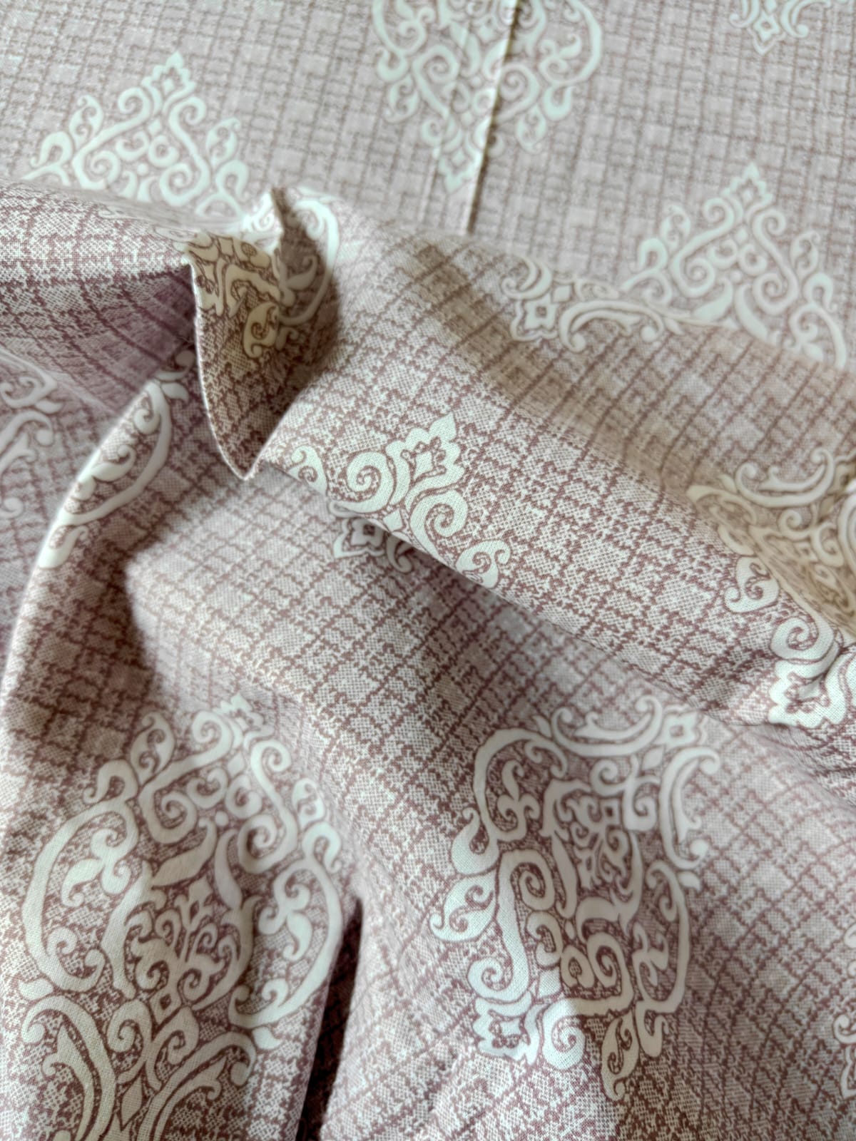 Tang Dynasty inspired Damask Pattern Purple Hued Double Bedsheet Queen 90 x100 inches