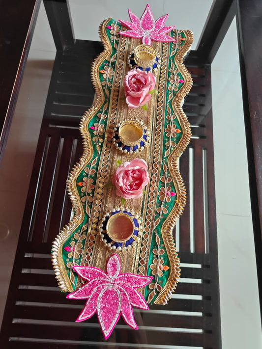 Auspicious Kamal Gota Patti Tealight Table Runner Diwali Decoration Festive Centre piece Decor