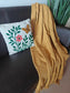 Designer Pure Cotton Waffle Throws Mustard  (Onesize)
