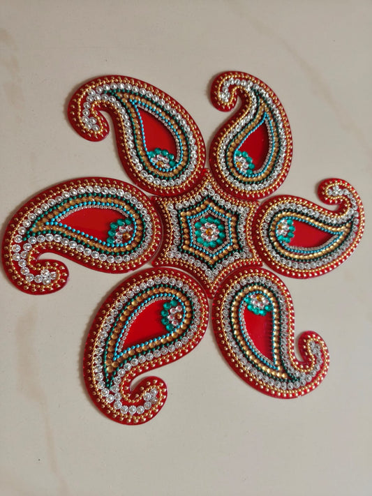 Buy Readymade Festive Acrylic Red Rangoli Set