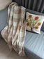 Earthy Beige Bohomein Pure Cotton Check Waffle Throws (Onesize)