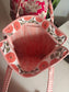 Orange Floral Hand block Printed Quilted Tote Bag with concealed zip 16x 18x 5 inches | hand block printed quilted tote bag