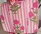 Pink Purple Floral Hand block Printed Quilted Tote Bag with concealed zip 16x 18x 5 inches