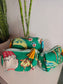 Set of 3 cosmetic bag/pouches with waterproof lining - Green floral bags