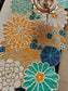 Elegant Floral Blue Bloom Handwork Beads Table Runner