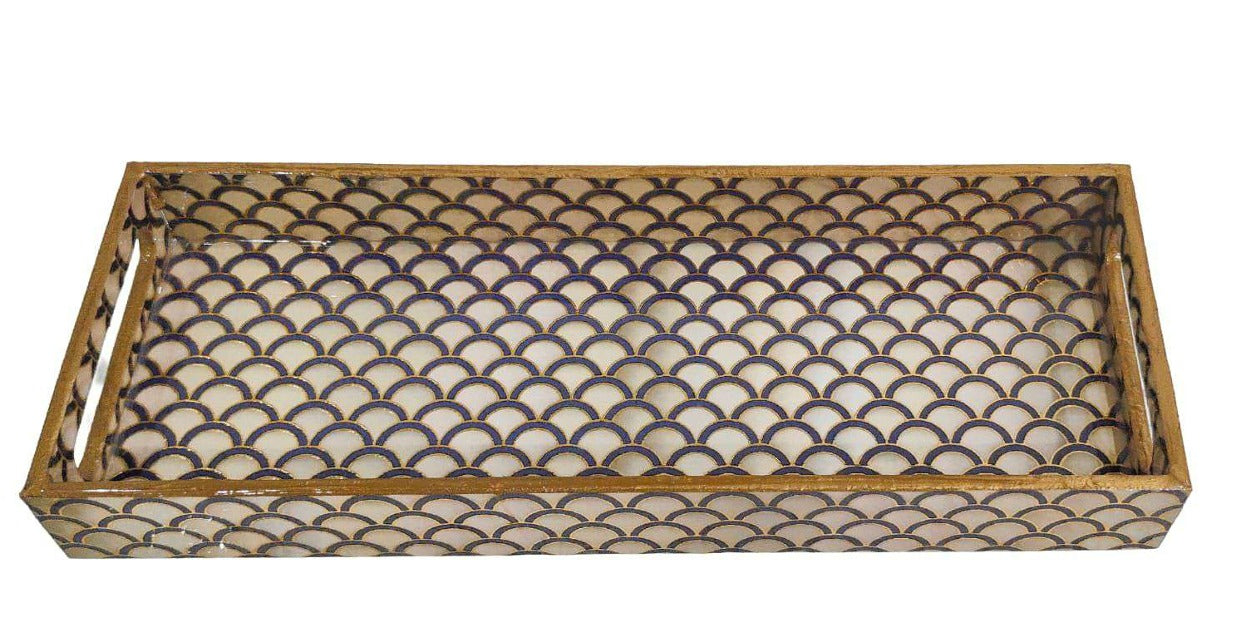 Ivory Gold Decorative MDF Tray | Stylish Serving & Home Décor Tray