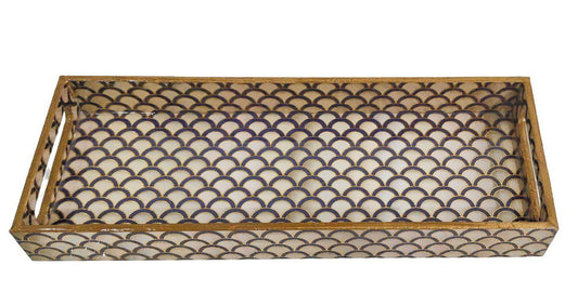 Ivory Gold Decorative MDF Tray | Stylish Serving & Home Décor Tray