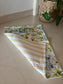 Buy Citrus Yellow Blue  Duck Cotton Floor Mat Rug | Use as Table Décor Mat | Reversible Striped Pattern