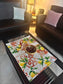 Buy Sajja Citrus Yellow Orange Duck Cotton Floor Mat Rug | Use as Table Décor Mat | Reversible Striped Pattern