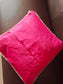 Pink - Tradational Banarasi Handwoven Bandhej Brocade Silk Cushion  Covers with Vintage lace 16 x16