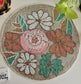 Elegant Designer Ivory Pink Teal Peach Floral Beaded Table Placemat