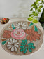 Elegant Designer Ivory Pink Teal Peach Floral Beaded Table Placemat