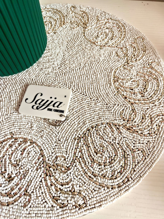 Vintage Beads Glass Table Mat Placemat -In the quest of Ikigai, these contemporary pieces resonate silently yet seamlessly