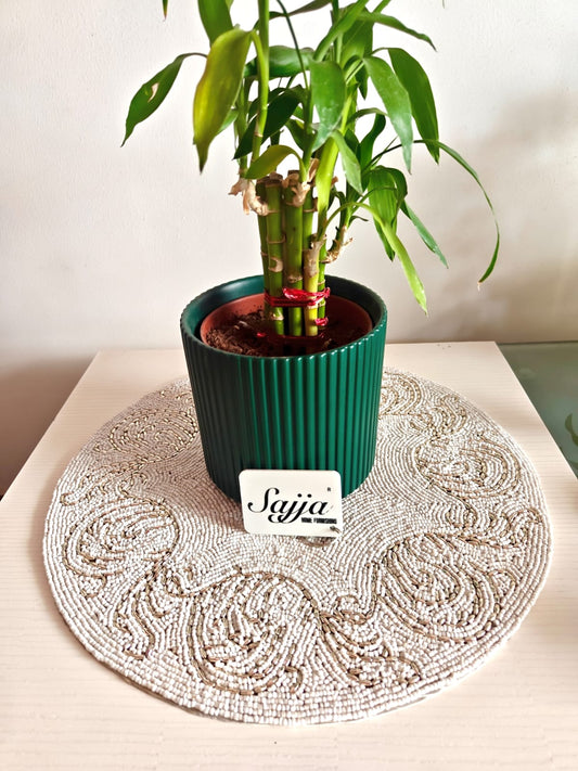 Vintage Beads Glass Table Mat Placemat -In the quest of Ikigai, these contemporary pieces resonate silently yet seamlessly