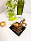 Sajja Golden Black Leaf Handmade Beads Square Coaster Doily Mat