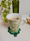 Handmade Green Floral Tree Beaded Coaster Doily