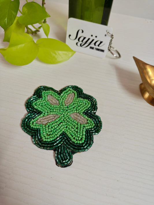 Handmade Green Floral Handmade Beaded Coaster Doily