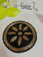 Sajja  Black & Gold Blossom Handmade Round Beads Coaster Doily
