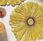 Designer Yellow Handcrafted Floral Round Beaded Glass Placemat Table Mat 