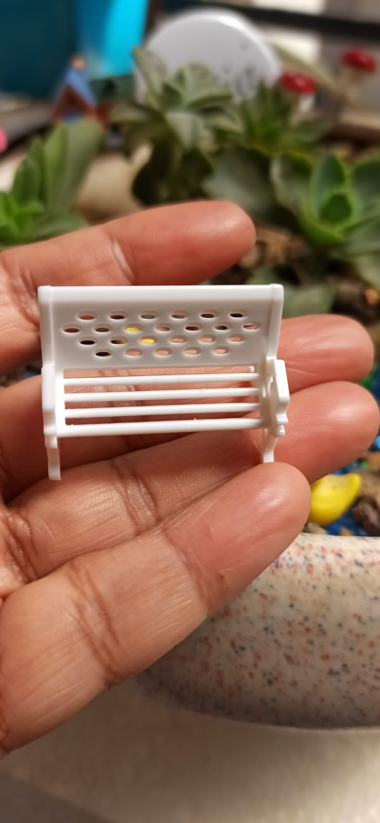 Resin White bench Miniature Fairy garden toy dollhouse