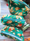 Rama Green hand block printed cotton pouch - Set of 3