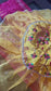 Decorative Yellow Multicoloured Embriodered Organza Gota Patti Thalposh/Thali Cover