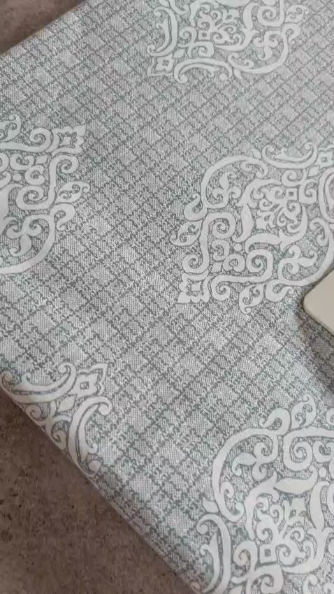 Tang Dynasty inspired Damask Pattern Blue Double Bedsheet Queen 90 x100 inches