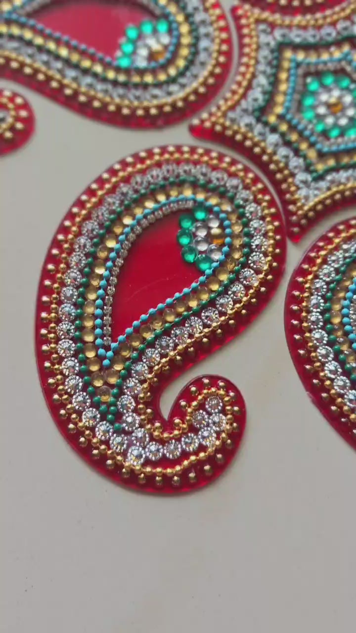 Buy Readymade Festive Acrylic Red Rangoli Set