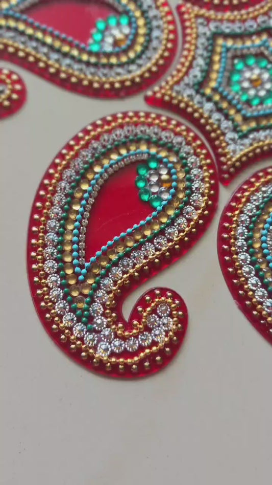 Buy Readymade Festive Acrylic Red Rangoli Set