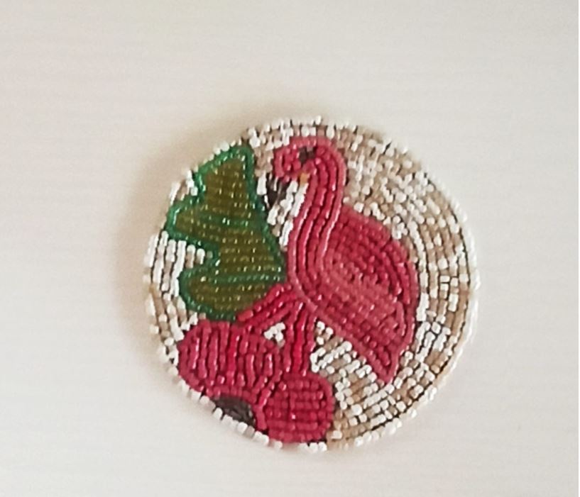  Sajja Chic Handmade Flamingo Round Beads Coaster Doily