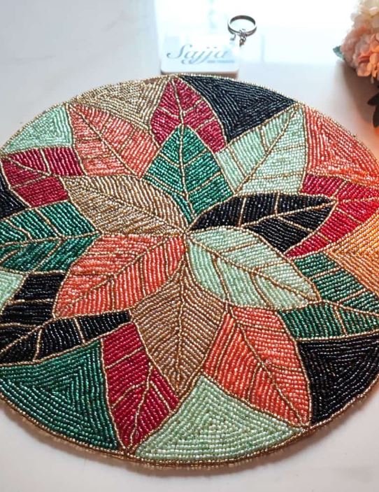 Multicolor Mandala Leaves Beads Table Mat