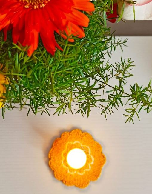 Yellow Bead Coaster Doily for tea cups vase centre piece