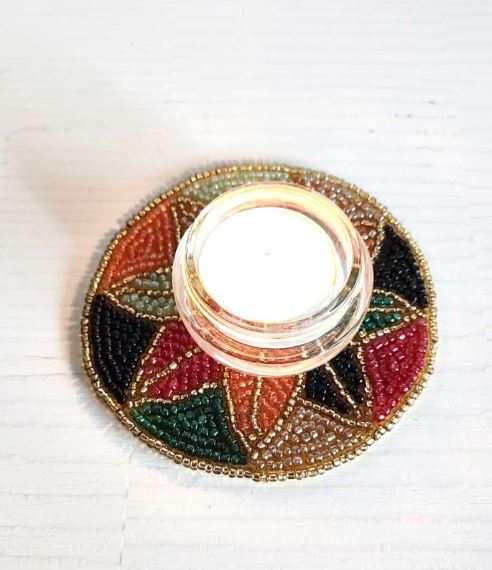 Multicolor Stylish Handmade Mandala Round Beads Coaster Doily