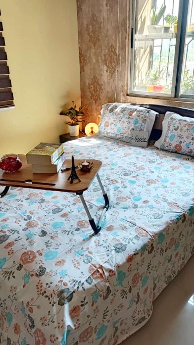 Deluxe Premium Cotton Floral White Ash Grey Blue Double Bedsheet Queen