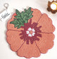 Designer Peachy Orange Round Floral Beaded Table Placemat Mat